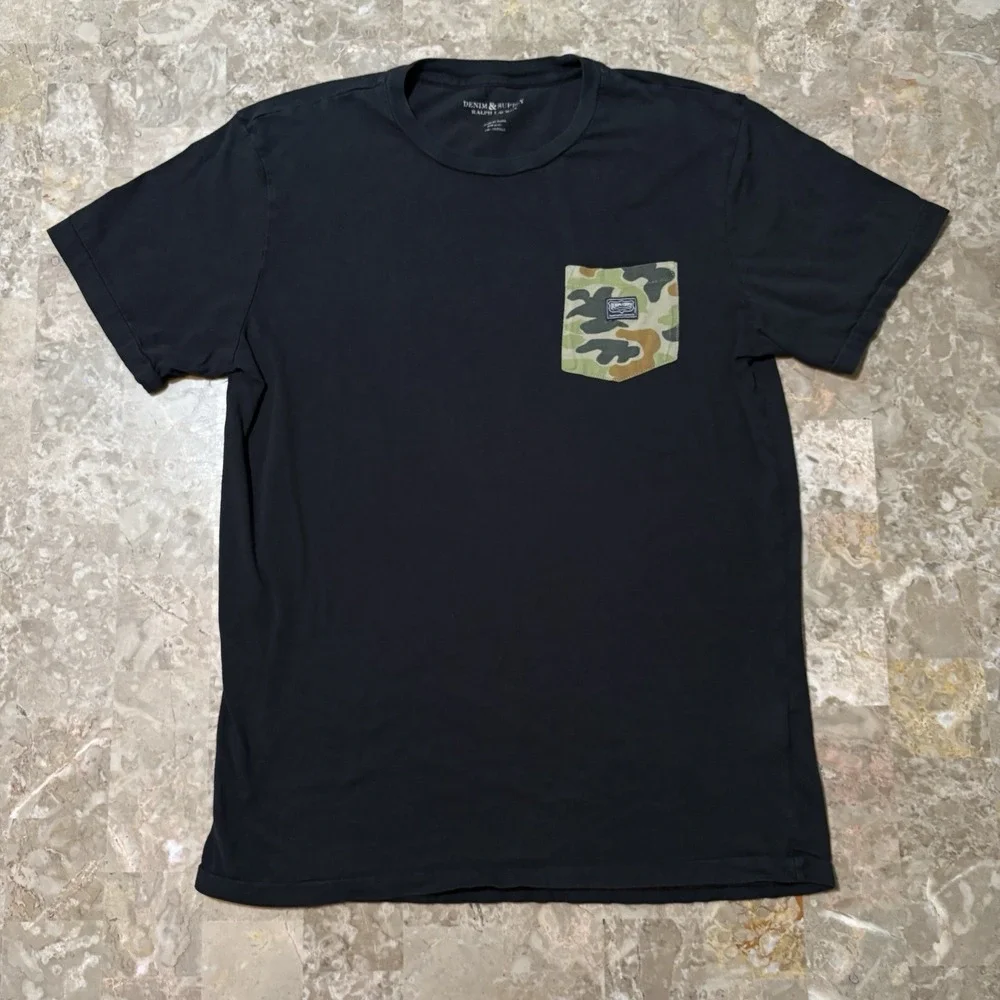 Ralph Lauren Denim And Supply Shirt Mens Medium Black Duck Camo Pocket Tee